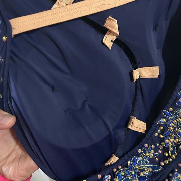 Navy and Silver Fringe Ballroom Rhythm Dance Dress - Picture 6 of 9